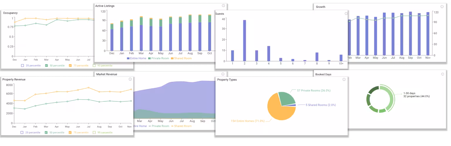 AirROI Analytical Insights showing STR performance charts